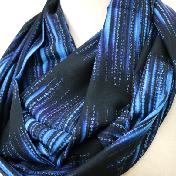 binary code scarf gift for her computer scientist - Picture 2 of 5